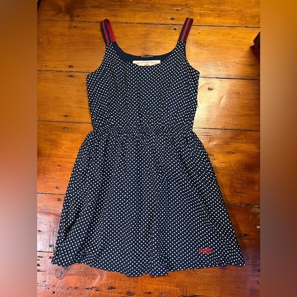 Superdry Dresses & Skirts - SuperDry Small Womens navy blue polka dot dress elastic waist pockets sleeveless